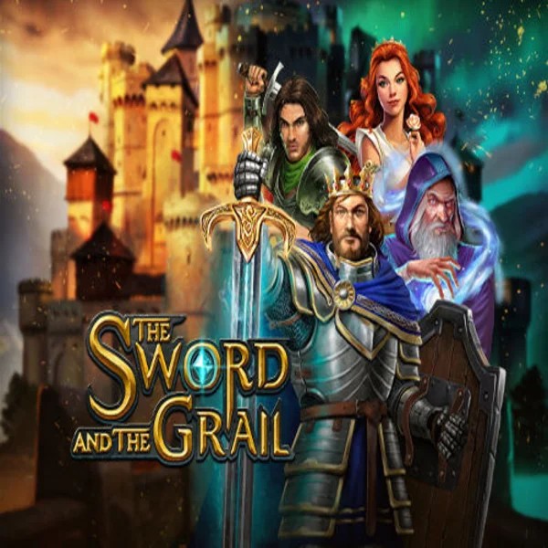 The Sword and the Grail slot logo by Play'n GO at Slotrize Casino